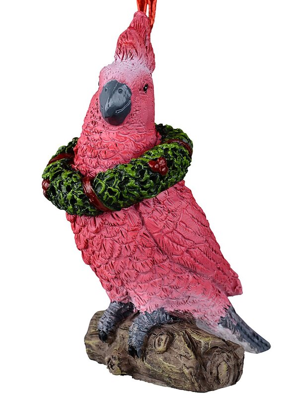 Native Pink Cockatoo With Wreath Whimsical Essential Ornament | 80mm