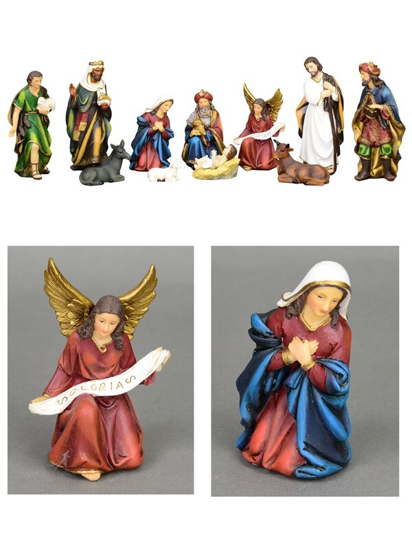 Nativity Scene Figurines With Mary, Joseph, Jesus & 3 Wise Men - 11 Piece Set