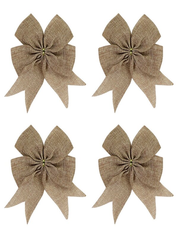 Natural Hessian Tree Bows - 3 x 18cm