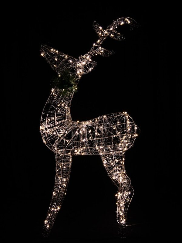 Neutral White LED String Light 3D Reindeer Display - 1.1m