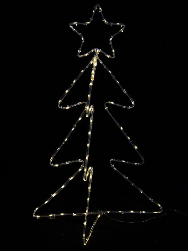 Neutral White LED Tri Fold Christmas Tree Noodle Rope Light Silhouette - 87cm
