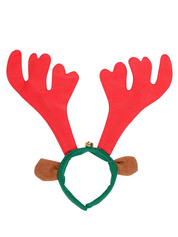 Novelty Reindeer Antlers Headband With Cute Ears & Bell | One Size Fits Most