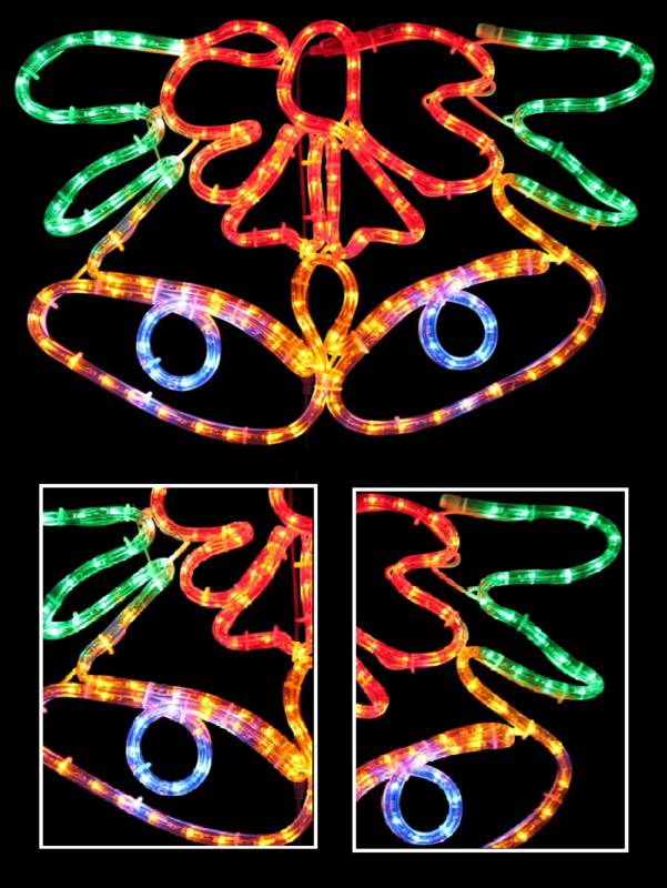 Orange Dual Christmas Bell With Ribbon LED Rope Light Silhouette - 52cm