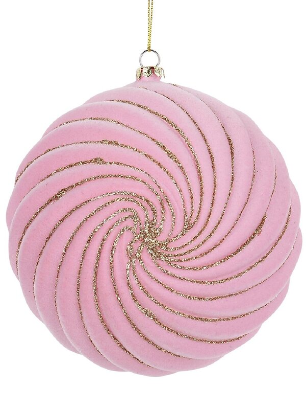 Pink Dynamic Signature Shiny Textured Whirlpool Glitter Bauble | 12cm