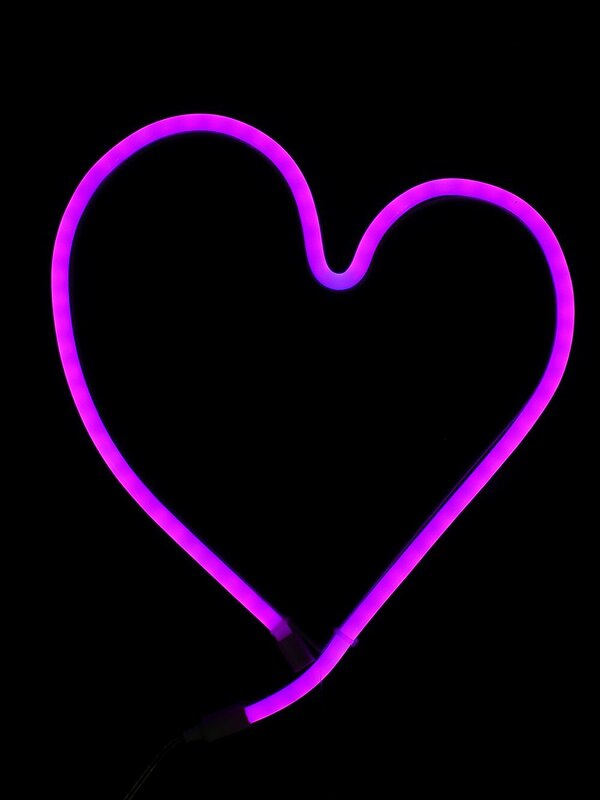 Pink Flat Neon Flex Heart Shaped Rope Light Display - 28cm