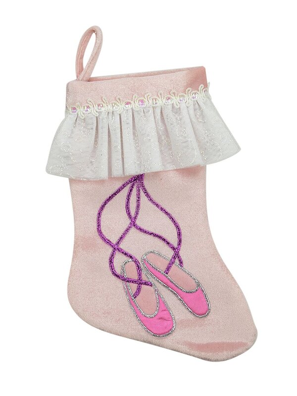 Pink Velvet Ballet Slipper Stocking - 30cm