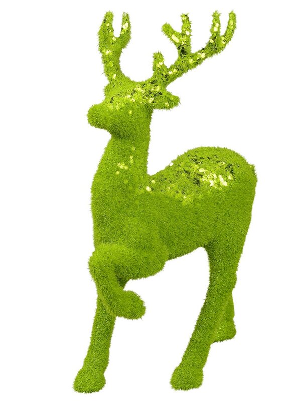 Prancing Lime Green Sequined Forest Reindeer Ornament - 30cm