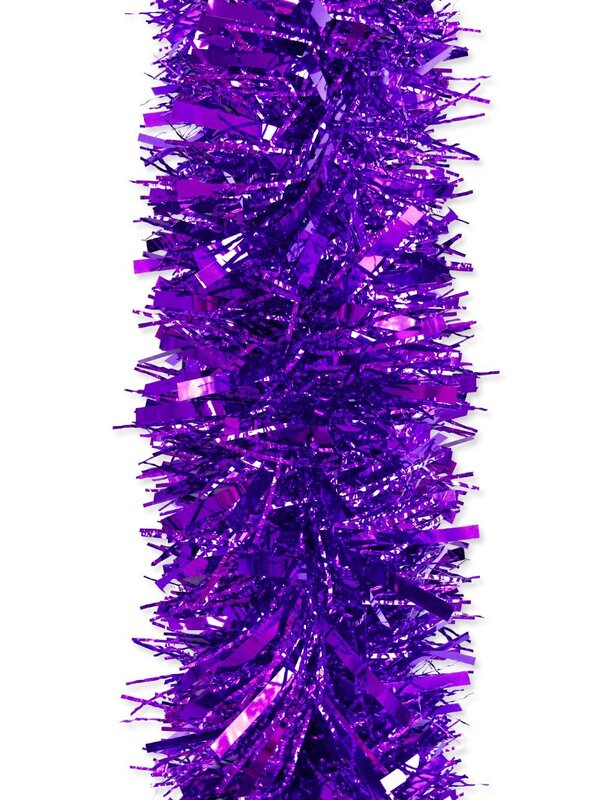 Purple Thick & Thin Metallic Tinsel Garland - 2.7m