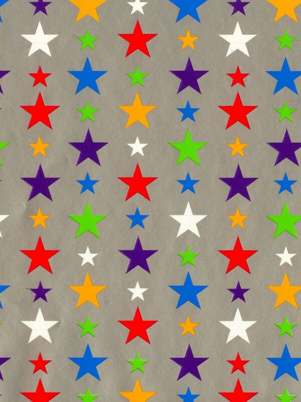 Random Stars On Silver Gift Wrap Counter Roll - 50m