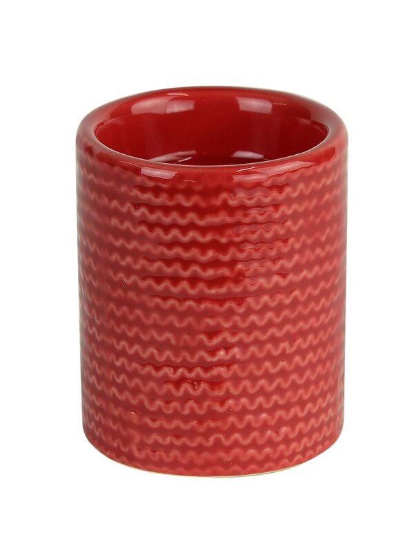 Red Ceramic Pillar Tea Light Holder - 70mm