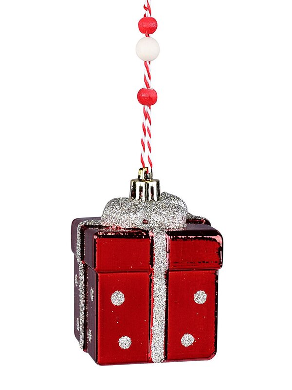 Red Glittered Gift Box Radiant Essential Ornament | 60mm