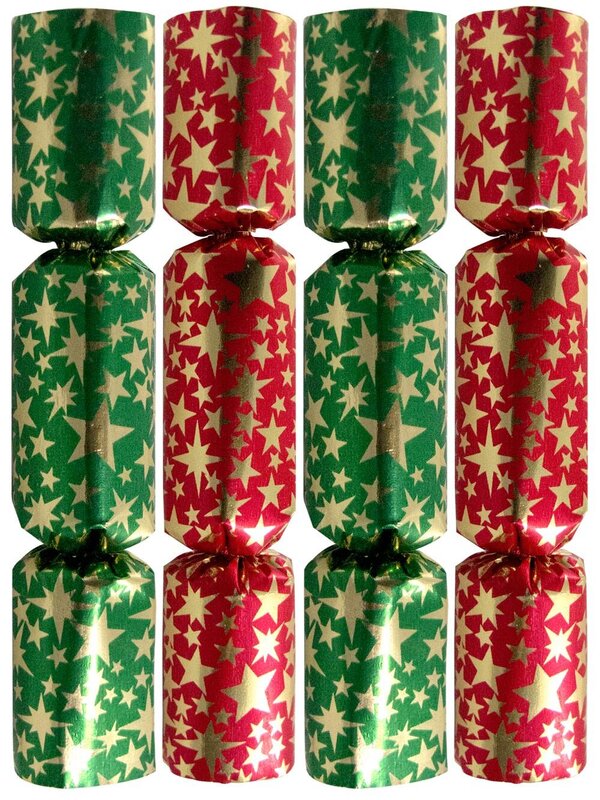 Red & Green Decoration Bon Bons With Gold Star - 14 x 12cm