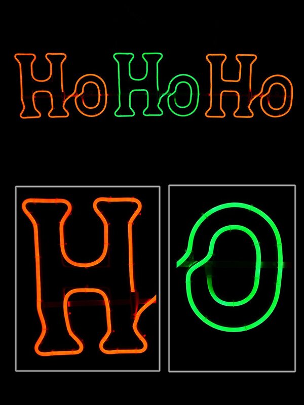 Red & Green Ho Ho Ho Neon Rope Light Silhouette - 1.3m