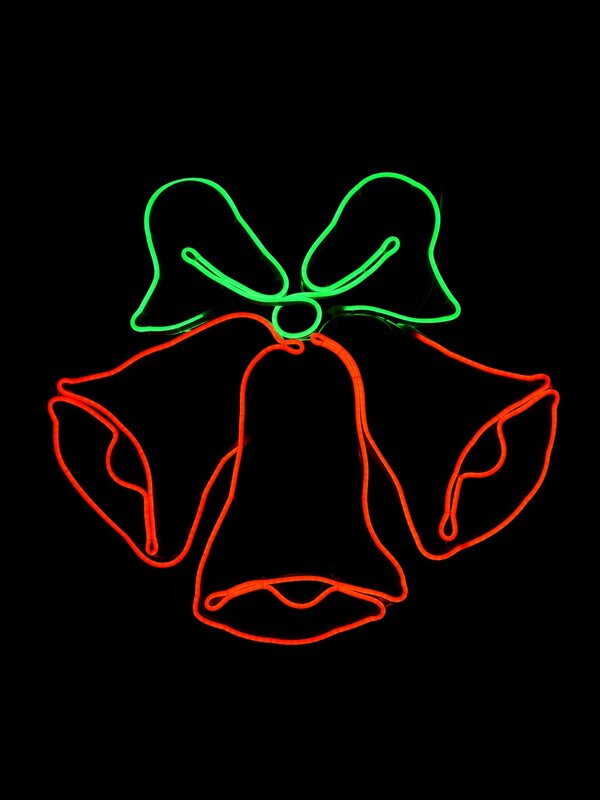 Red & Green Jingle Bells Neon Rope Light Silhouette - 78cm