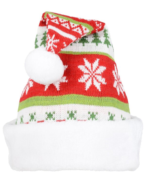 Red Green & White Ugly Sweater Knitted Santa Hat | One Size Fits Most