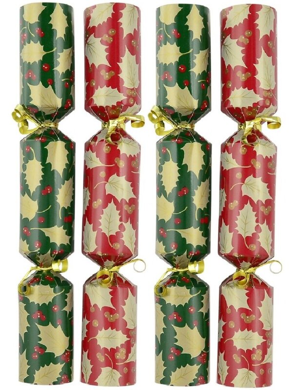 Red & Green With Gold Holly Leaf Design Christmas Bon Bons - 100 x 28cm