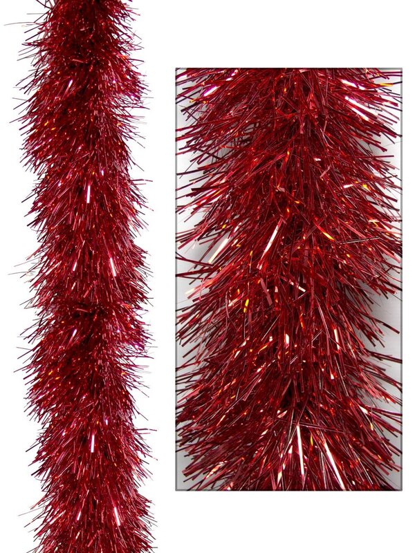 Red Metallic 8ply Tinsel Garland - 15cm x 5.5m