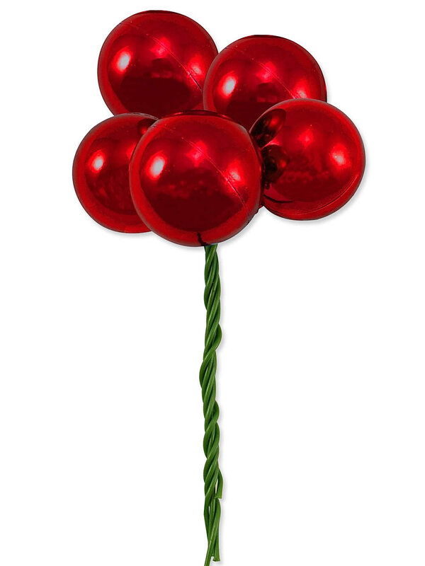 Red Metallic Bauble Decorative Pick - 15cm
