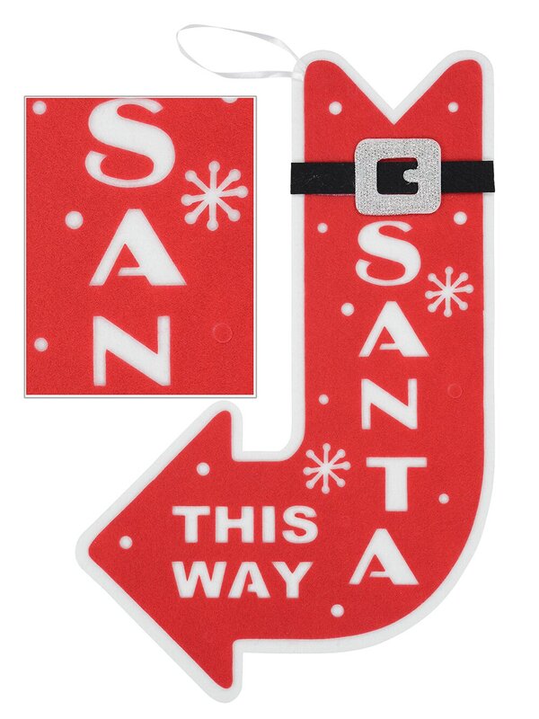 Red & White Dacron Santa This Way Motif - 55cm
