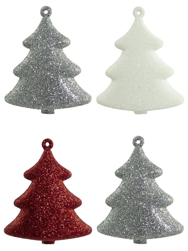 Red, White & Silver 3D Tree Hanging Decoration - 4 x 70mm