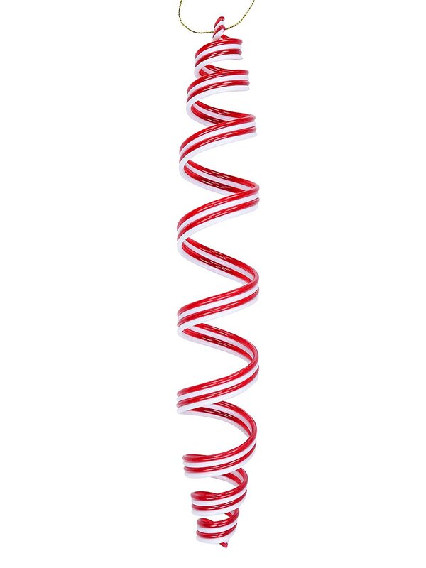 Red & White Spiral Ribbon Candy Whimsical Statement Ornament | 28cm