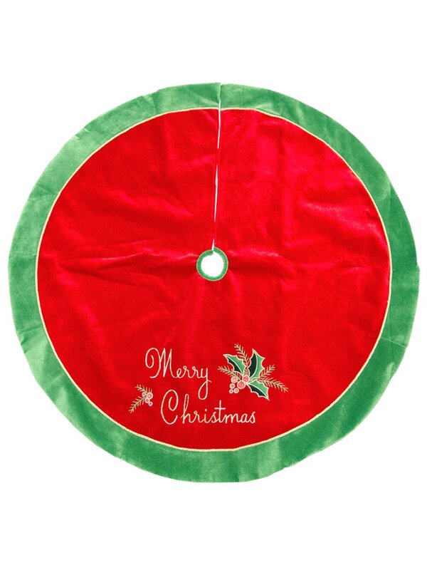 Red With Green Border & Merry Christmas Tree Skirt - 1.2m