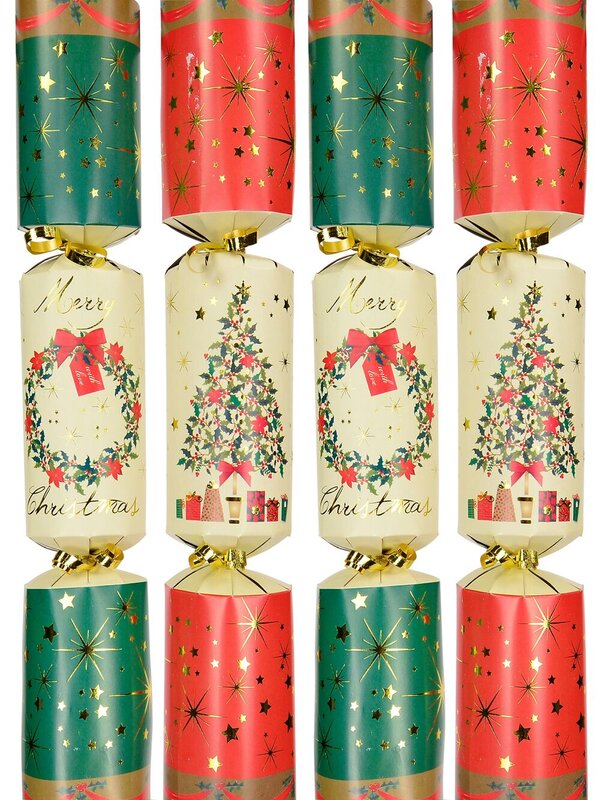 Red With Tree & Green With Wreath Bon Bons - 40cm x 6 Pack