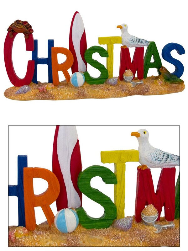 Resin Beach Christmas Sign Ornament - 20cm
