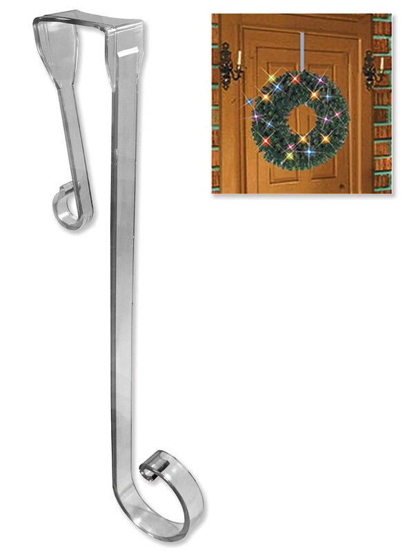 Reusable Clear Christmas Wreath Hook Hanging Door Accessory - 34cm