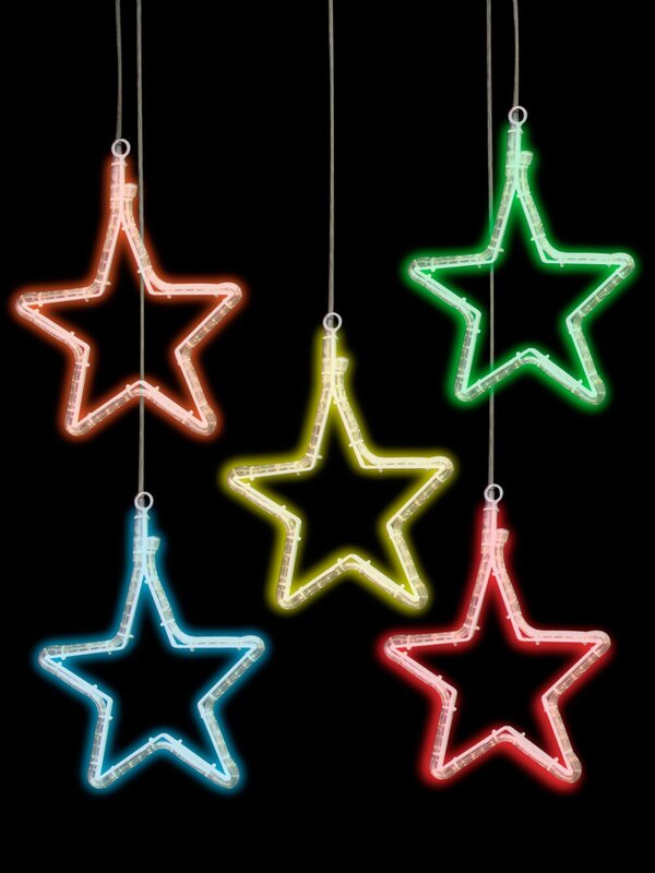 Rope Light 5 Flashing Multi Colour Stars Light Display - 6m