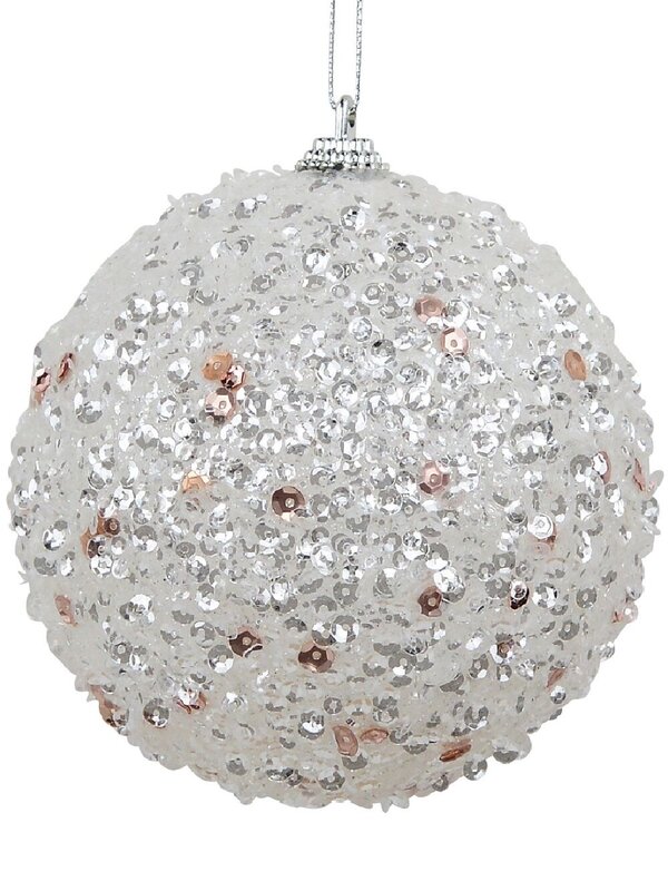 Rose Gold & Silver Lustrous Signature Sequin Bauble | 10cm