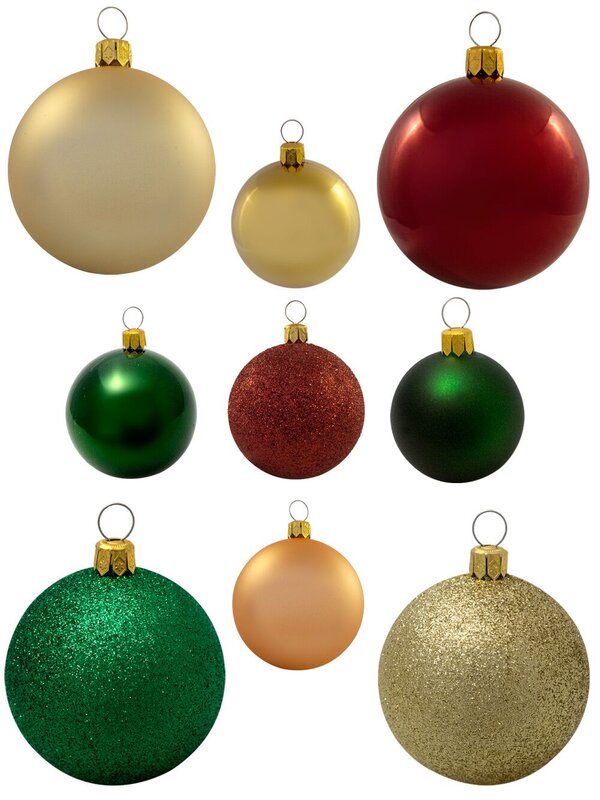 Ruby, Emerald & Gold Assorted Baubles - 8 x 60mm & 14 x 40mm