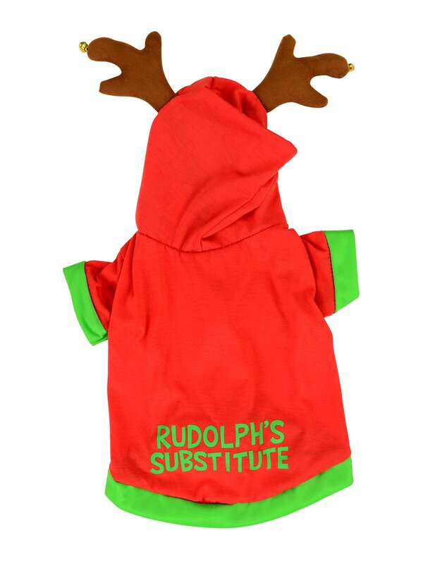 Rudolph's Substitute Small Pet Reindeer Hooded Jacket With Antlers