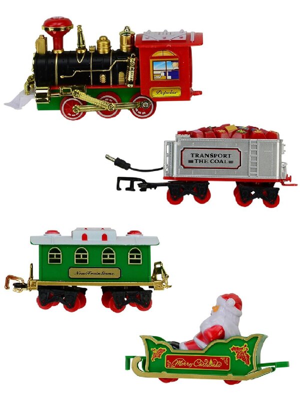 Santa Christmas Train In Your Tree | 12 Piece Set With Headlight & Tree Clamp