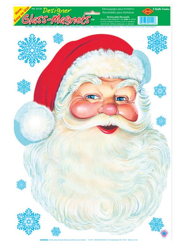 Santa Face & Snowflakes Glass Magnet - 43cm