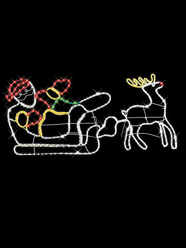Santa & Sleigh Rope Light Silhouette - 1.2m