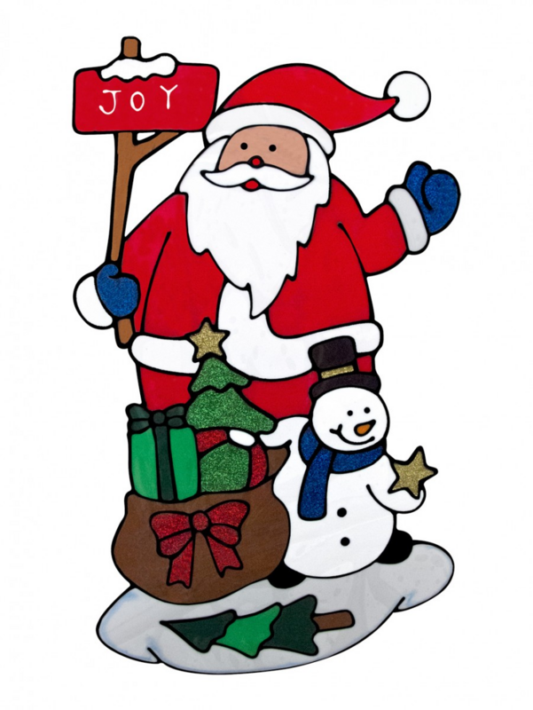 Santa & Snowman Window Cling - 48cm