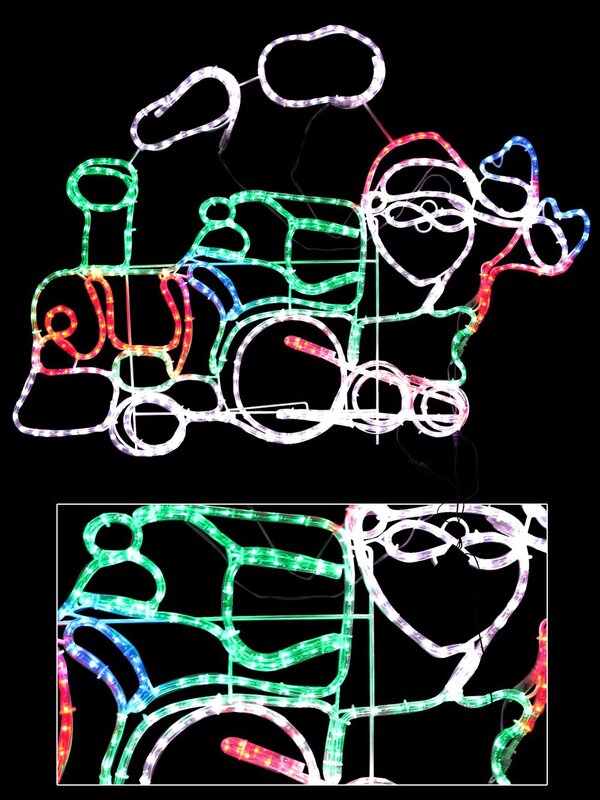 Santa Steam Train LED Rope Light Silhouette - 1.2m