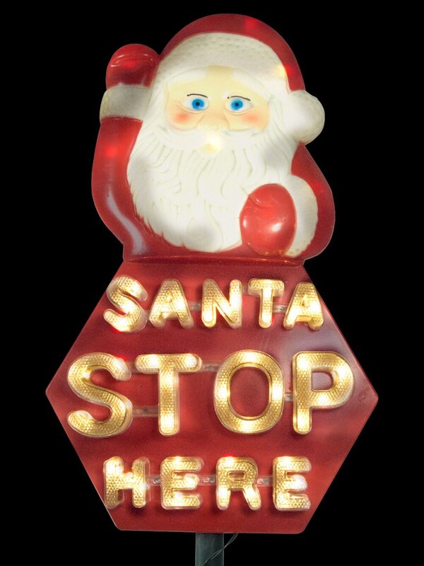 Santa Stop Here LED Blow Mould Solar Stake Light - 80cm