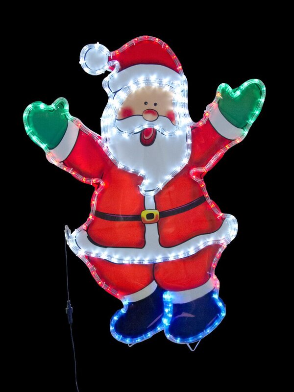 Santa With LED Rope Light Motif - 80cm