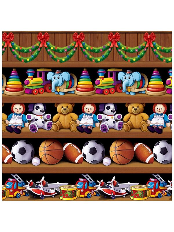 Santa's Workshop Backdrop Wall & Window Decoration - 9.1m