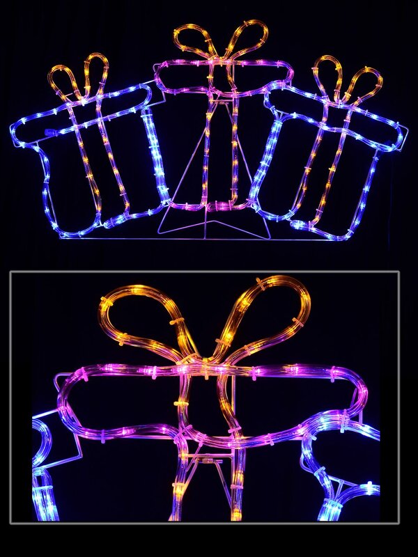 Set Of 3 Multi Colour Christmas Gift Boxes - 1m
