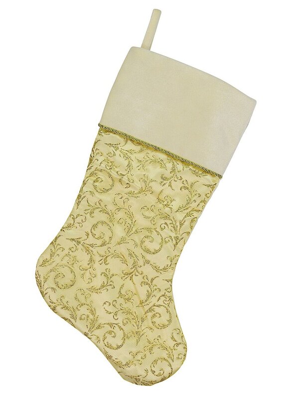 Sheer Gold Organza Stocking With Champagne Velvet Cuff - 48cm
