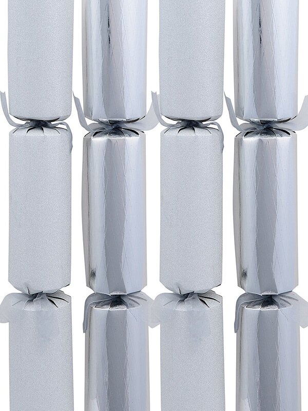 Shiny Criss Cross & Glitter Silver Christmas Cracker Bon Bons - 6 x 34cm