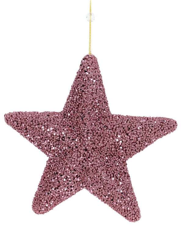 Shiny Dusty Rose Textured Christmas Star Whimsical Essential Ornament | 26cm
