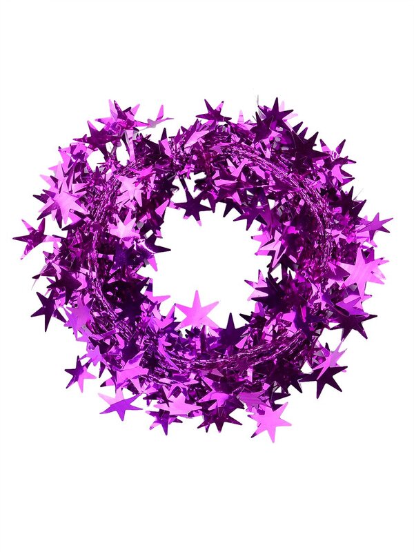 Shiny Fuchsia Hexagram Star Christmas Wired Tinsel Garland - 7.6m