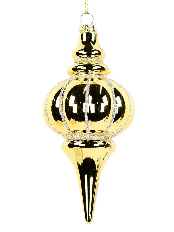 Shiny Gold & Champagne Glitter Lustrous Signature Finial Drop | 12cm
