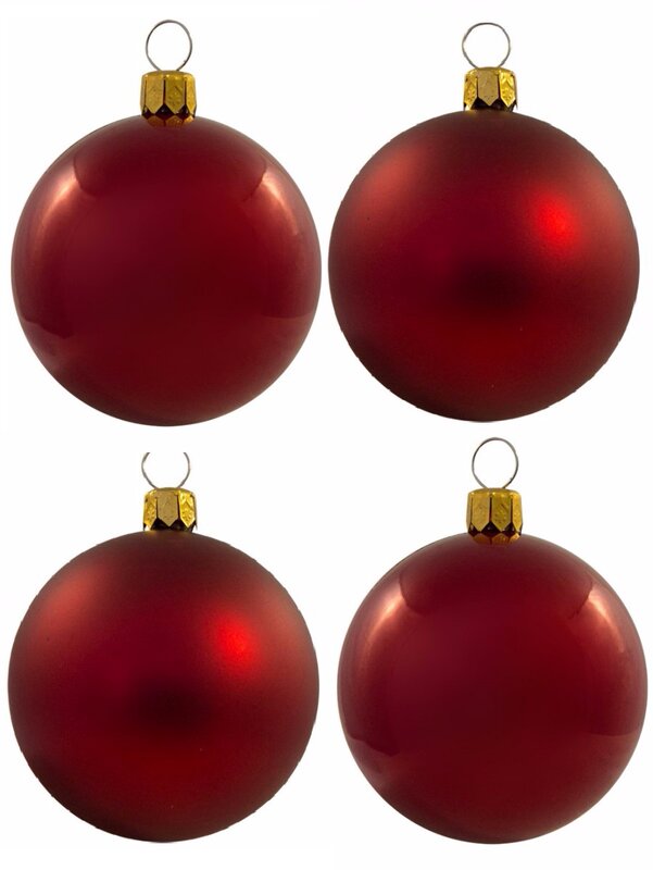 Shiny & Matte Red Baubles - 16 x 60mm