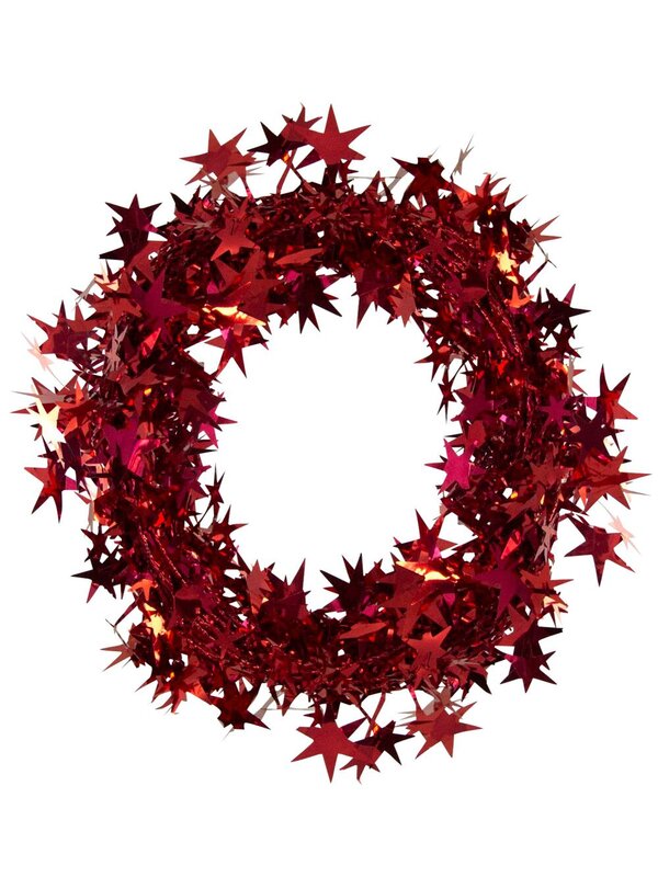 Shiny Red Hexagram Star Timeless Monumental Wired Garland | 7.6m