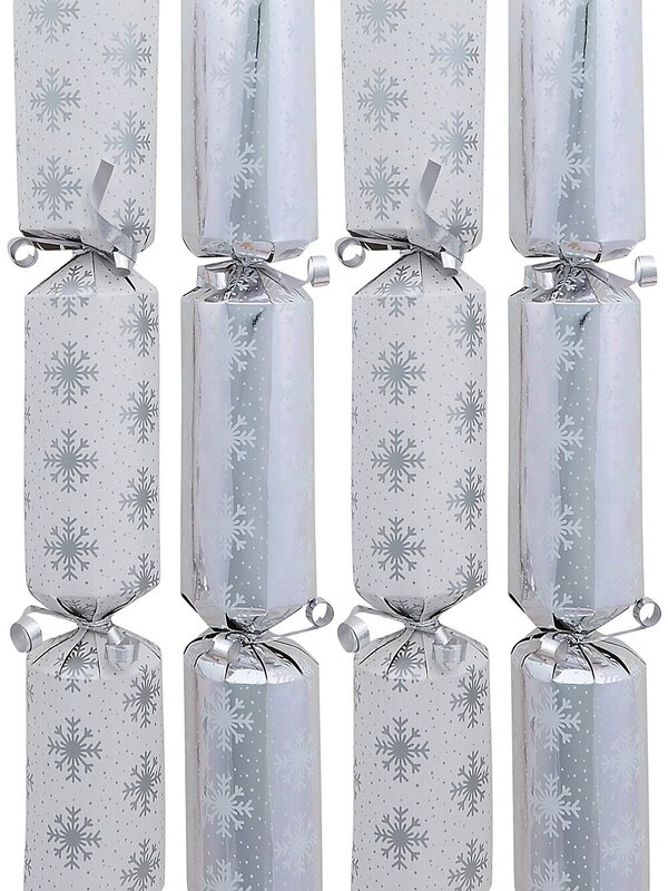 Shiny Silver & White Snowflakes & Dots Christmas Cracker Bon Bons - 50 x 26cm